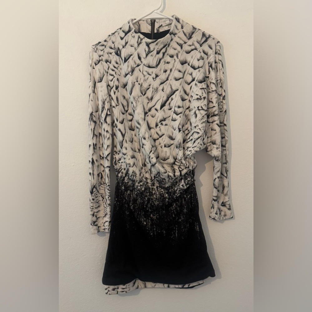 Helmut Lang Abstract Print Dress Mock Neck Cocktail Evening medium
